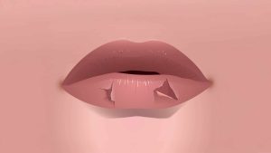 Close-up van droge, schrale lippen