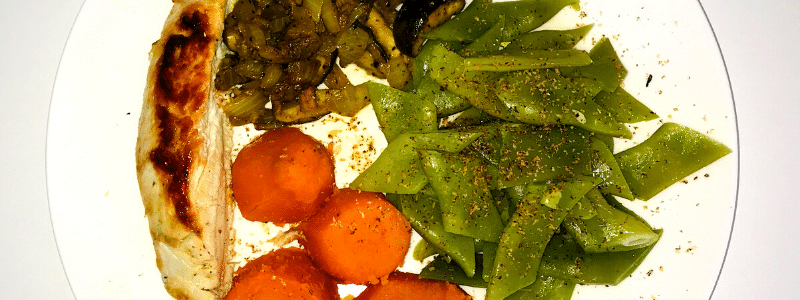 Snijbonen, bataat shiitake, ui en kipfilet