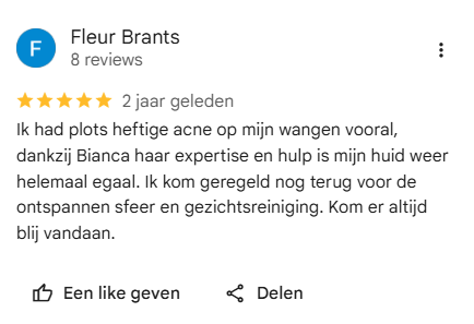 Google review acne behandeling Heemstede