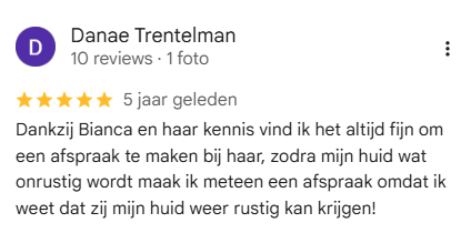 Google review huidtherapeut Amsterdam