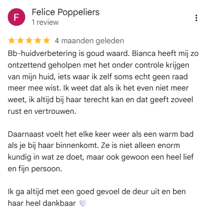 Google review huidverbetering IJmuiden