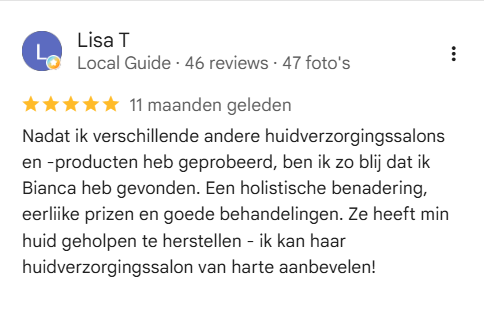 Google review acne behandeling Beverwijk