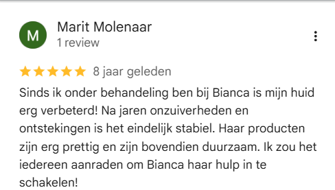 Google review huidverbetering Beverwijk