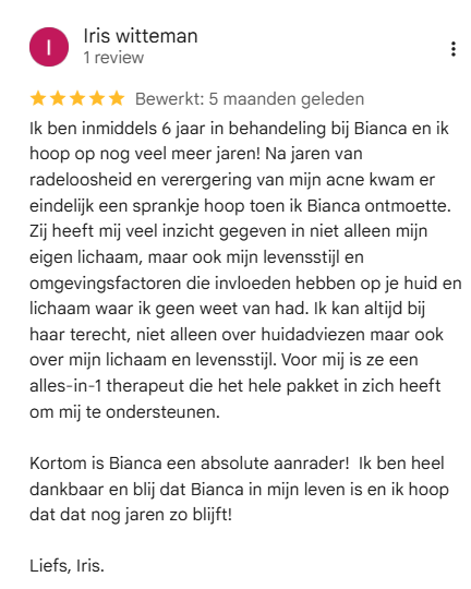 Google review acne behandeling Alkmaar