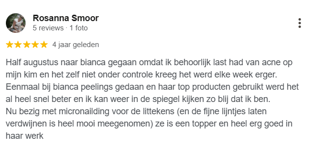 Google review acne behandeling IJmuiden