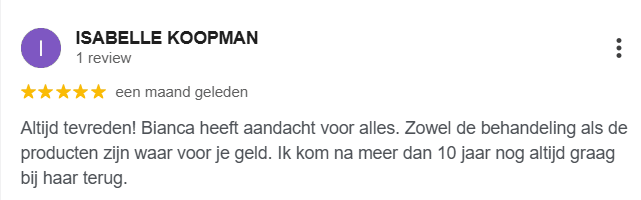 Google review acne behandeling Zandvoort